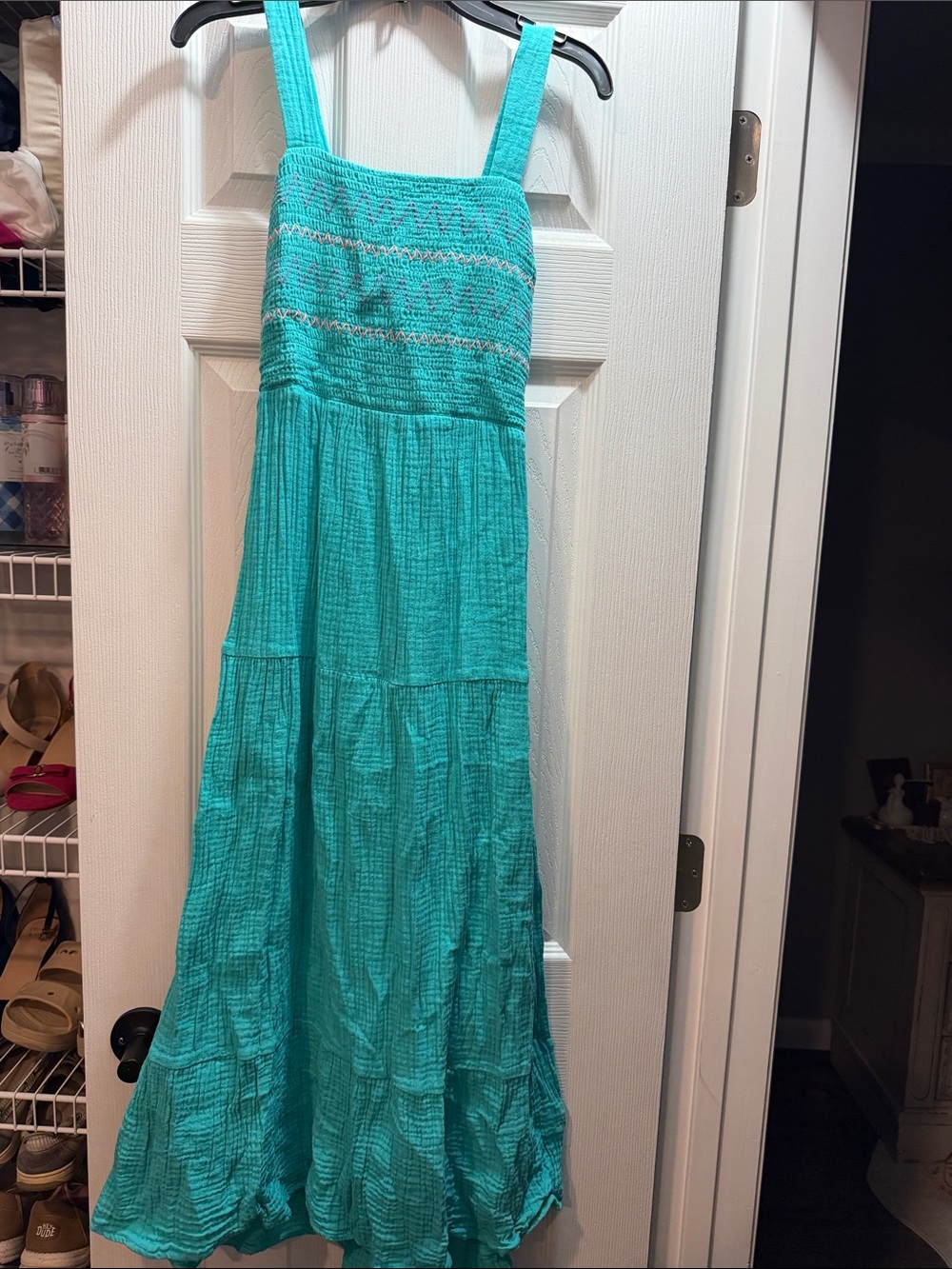 Cat & Jack Turquoise Tiered Smocked Maxi Dress